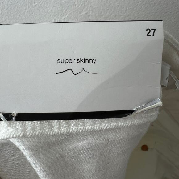 7 FOR ALL MANKIND White Cotton Side Stripe High Rise Ankle Skinny Jeans 27 NEW - Picture 7 of 12